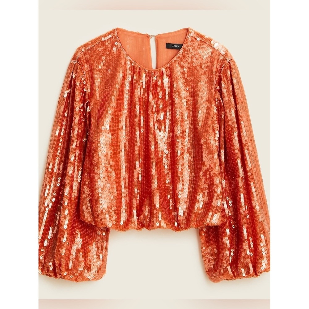J. Crew - Women's Bubble-sleeve Sequin Top Lined - Size Small - Clay Sand - NWOT